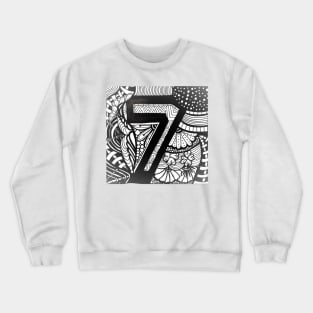 Lucky Number 7 seven black and white illustration Crewneck Sweatshirt